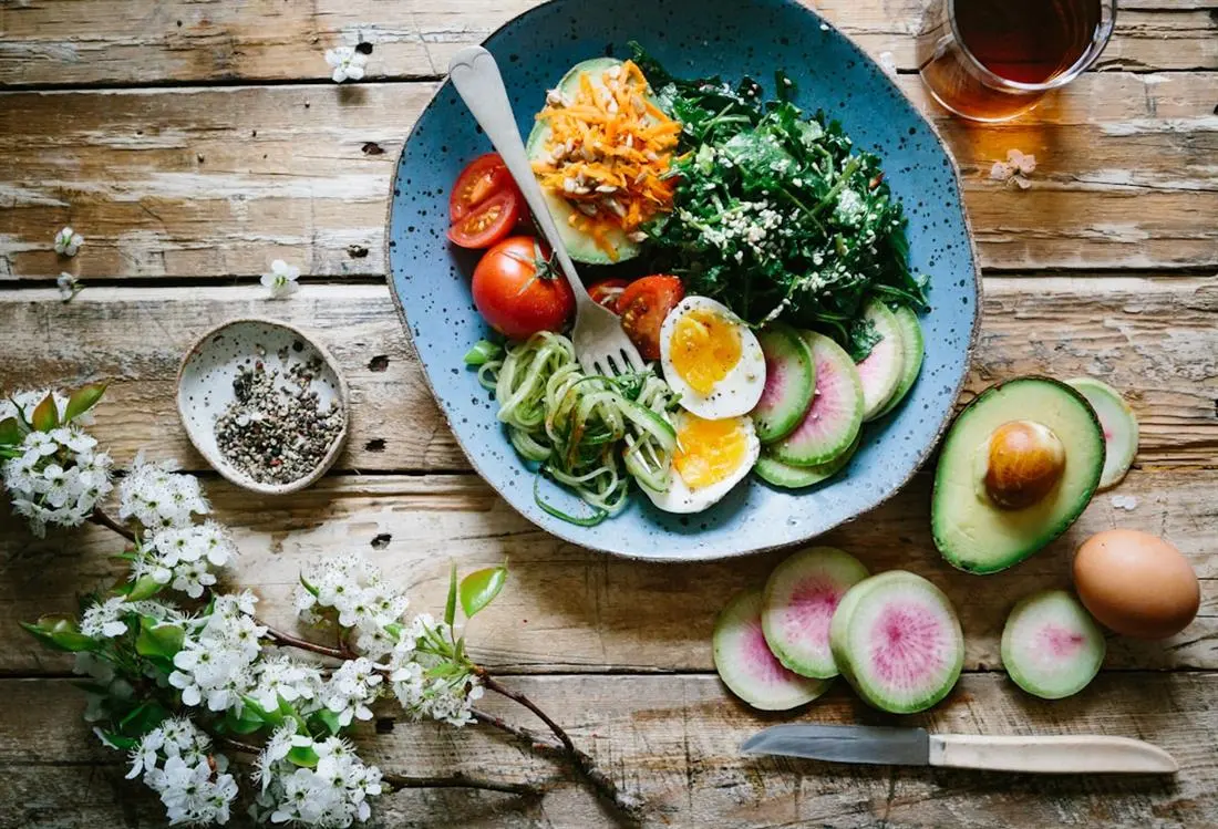 Balanced meal with vegetables supporting a foundation of whole-food nutrition